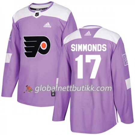 Philadelphia Flyers Hockeydrakt Wayne Simmonds 17 2017-2018 Purple Fights Cancer Practice Adidas Authentic - Herre